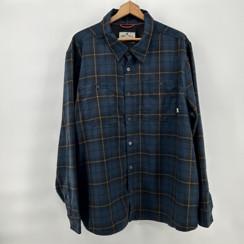 Lake & Trail Vented Flannel Shirt Mens 3XL Hiking‎ Fishing Camp Plaid Soft
